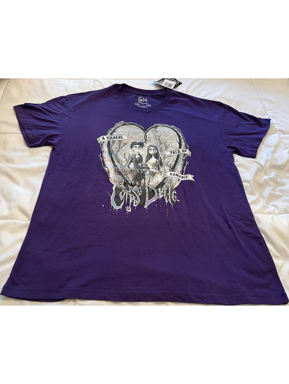 NEW Disney Corpse Bride Adult Unisex LARGE Purple T-Shirt Tim Burton Wedding